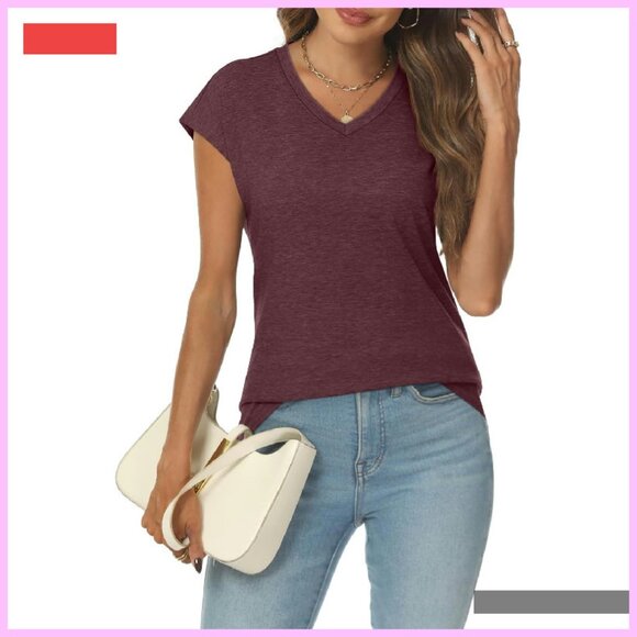 V-Neck Blouse Women's Work Casual Tee Boho Fashion Top - Picture 3 of 4